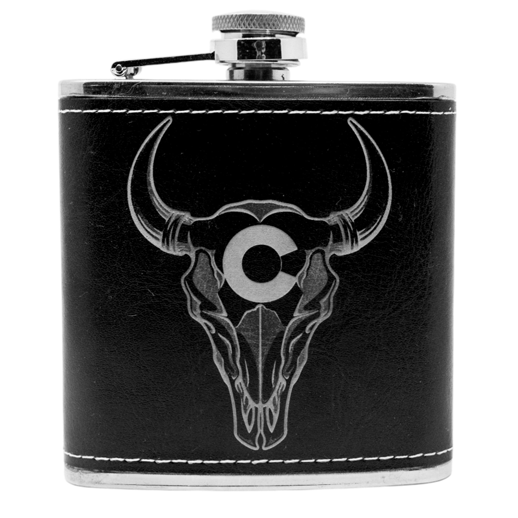 Eric's Bison Skull Leather Flask