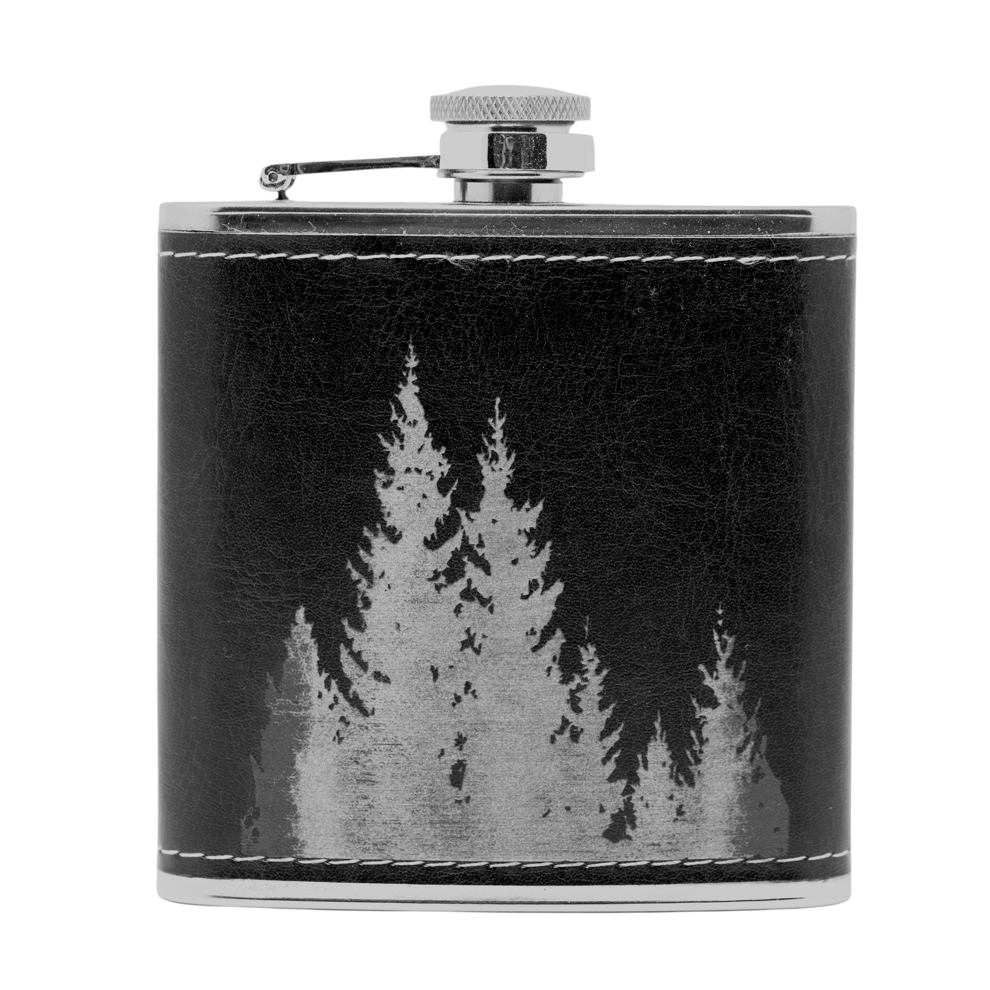 Pine Trees Leather Flask