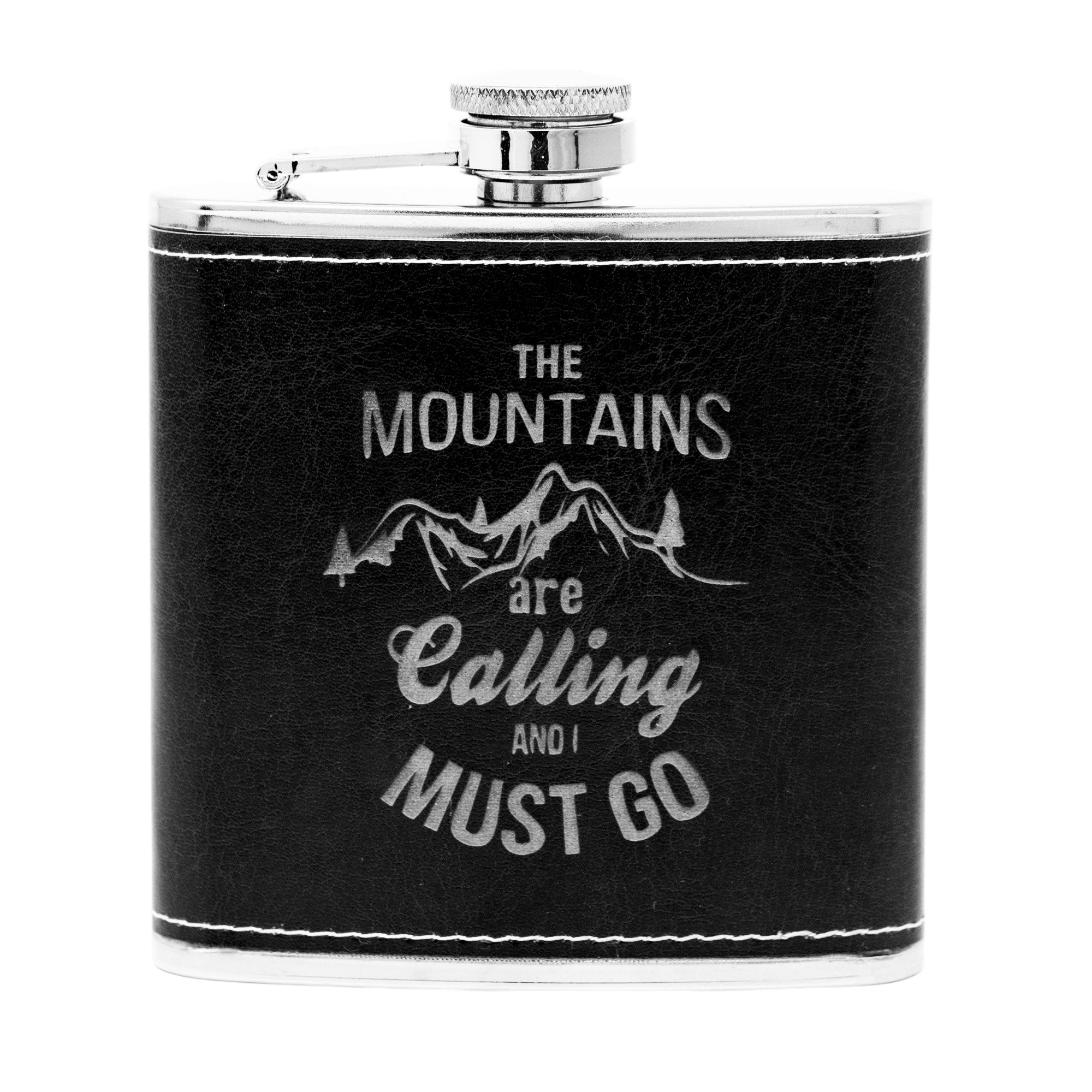Mountains Are Calling Leather Flask
