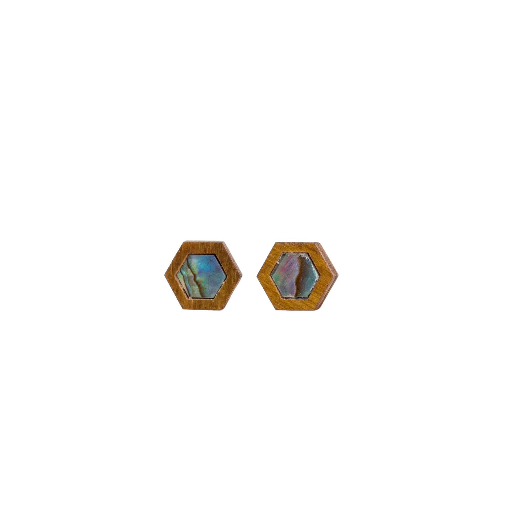 Hexagon Abalone Inlay Stud Earrings